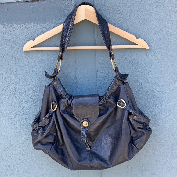 Hogan Handbags - Hogan Navy Blue Butter Leather Shoulder Bag